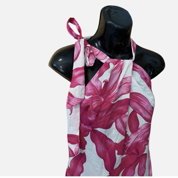 Tommy Bahama Linen Blend Tropical Floral Tie Neck Halter Top Women's size XXS - Picture 2 of 6